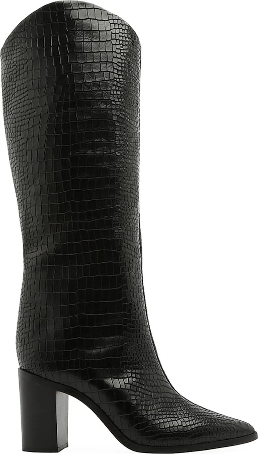 Women's Analeah 85MM Croc-Embossed Leather Boots - Black Maryana - Size 5