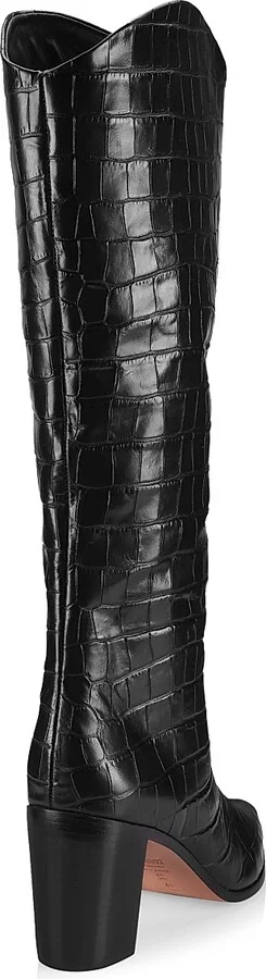 Women's Analeah Lizard-Embossed Leather Boots - Black - Size 5 - Image 3