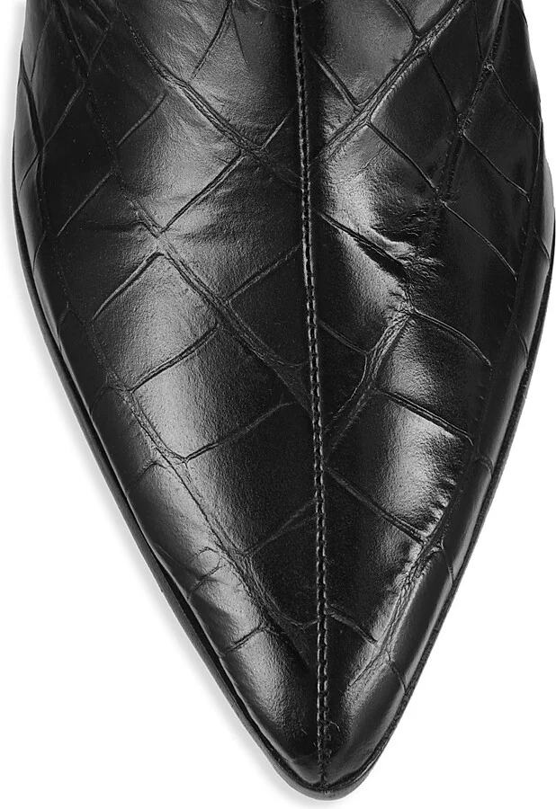Women's Analeah Lizard-Embossed Leather Boots - Black - Size 5 - Image 4