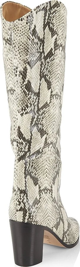 Women's Analeah Snake-Embossed Leather Tall Boots - Natural - Size 5 - Image 3