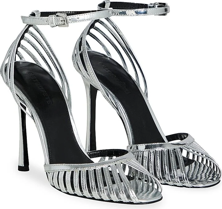 Women's Analu 105MM Leather Heels - Silver Mirror - Size 7.5 - Image 2