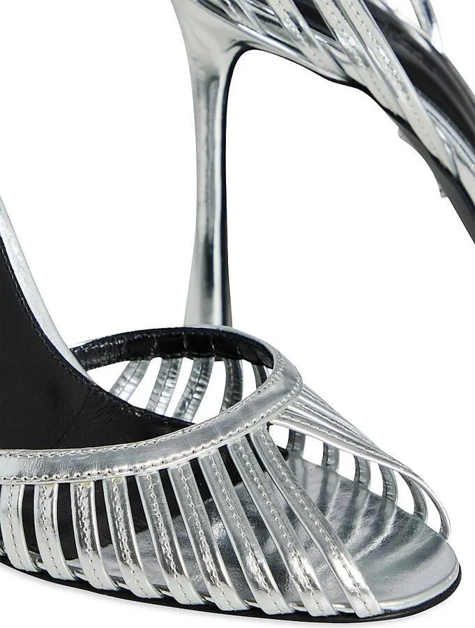 Women's Analu 105MM Leather Heels - Silver Mirror - Size 7.5 - Image 4
