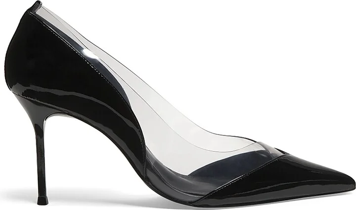 Women's Andie 90MM Patent Leather & PVC Pumps - Black Transparent - Size 6.5