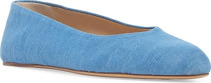 Women's Andre Cotton & Linen Ballerina Flats - Light Blue Denim - Size 6.5 - Image 2