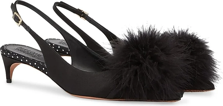 Women's Andrea 40MM Satin Slingback Pumps - Black - Size 10.5 - Image 2