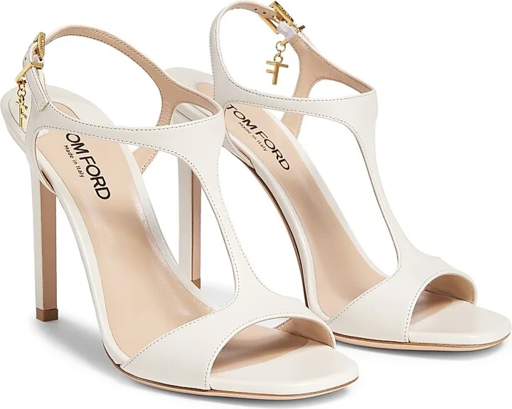 Women's Angelina 105MM Leather Sandals - Chalk - Size 7.5 - Image 2