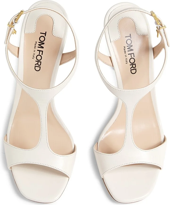 Women's Angelina 105MM Leather Sandals - Chalk - Size 7.5 - Image 4