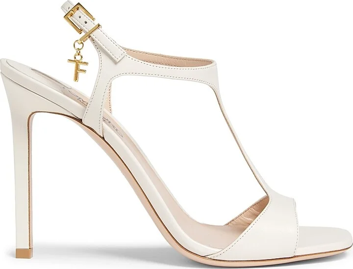 Women's Angelina 105MM Leather Sandals - Chalk - Size 7.5