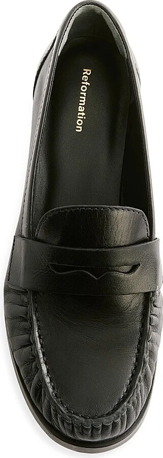 Women's Ani Ruched Leather Loafers - Black - Size 5 - Image 2