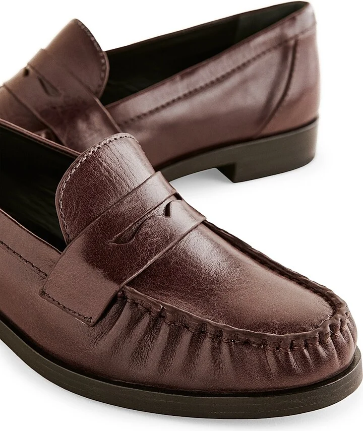 Women's Ani Ruched Leather Loafers - Black - Size 5 - Image 9