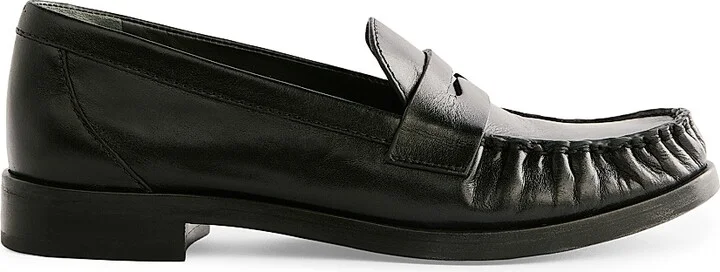 Women's Ani Ruched Leather Loafers - Black - Size 5