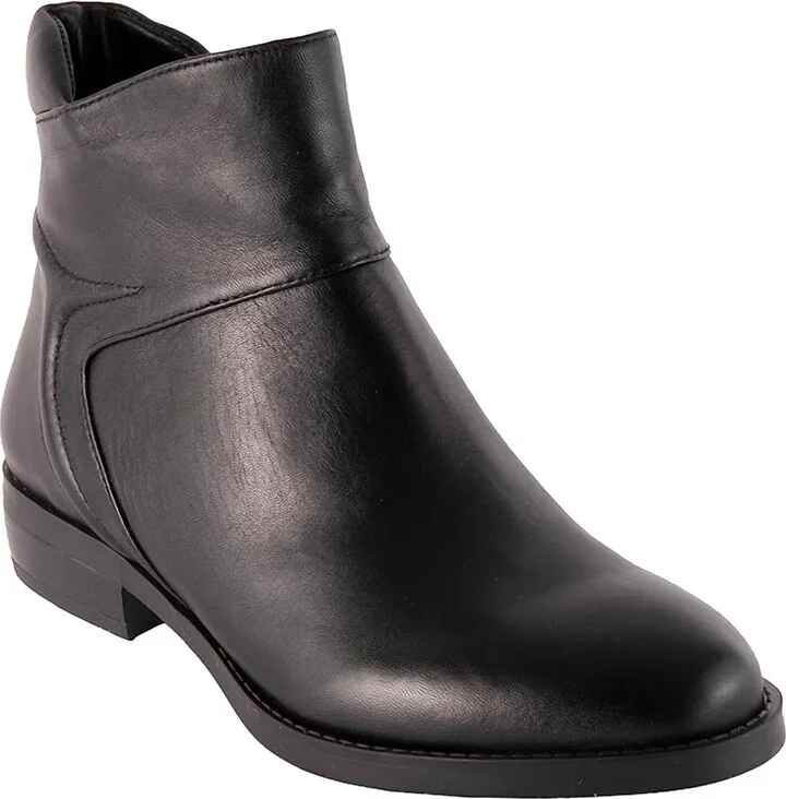 Women's Ania Leather Stacked Heel Ankle Boots In Black