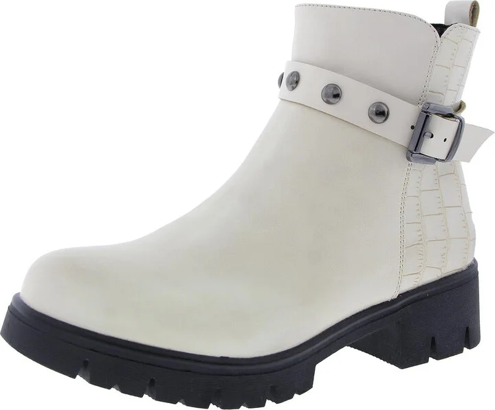 Womens Animal Print Faux Leather Ankle Boots