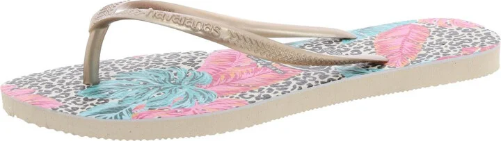 Womens Animal Print Flip-Flops