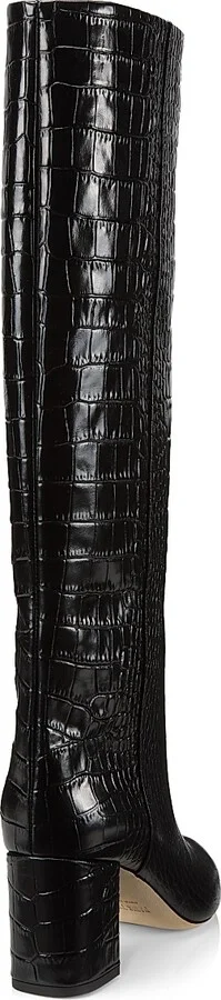 Women's Anja 70MM Crocodile-Embossed Leather Boots - Carbone - Size 5 - Image 3
