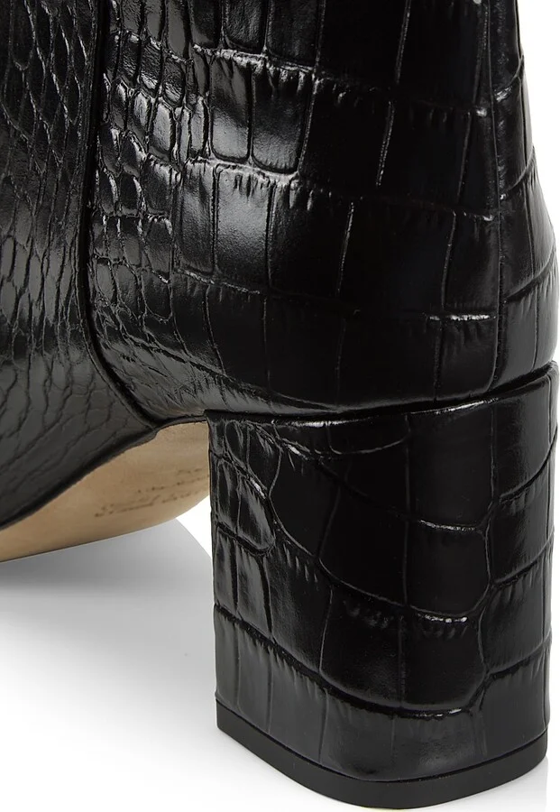 Women's Anja 70MM Crocodile-Embossed Leather Boots - Carbone - Size 5 - Image 5