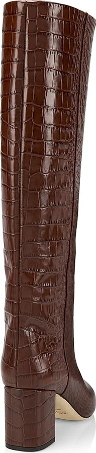 Women's Anja 70MM Crocodile-Embossed Leather Boots - Carbone - Size 5 - Image 7