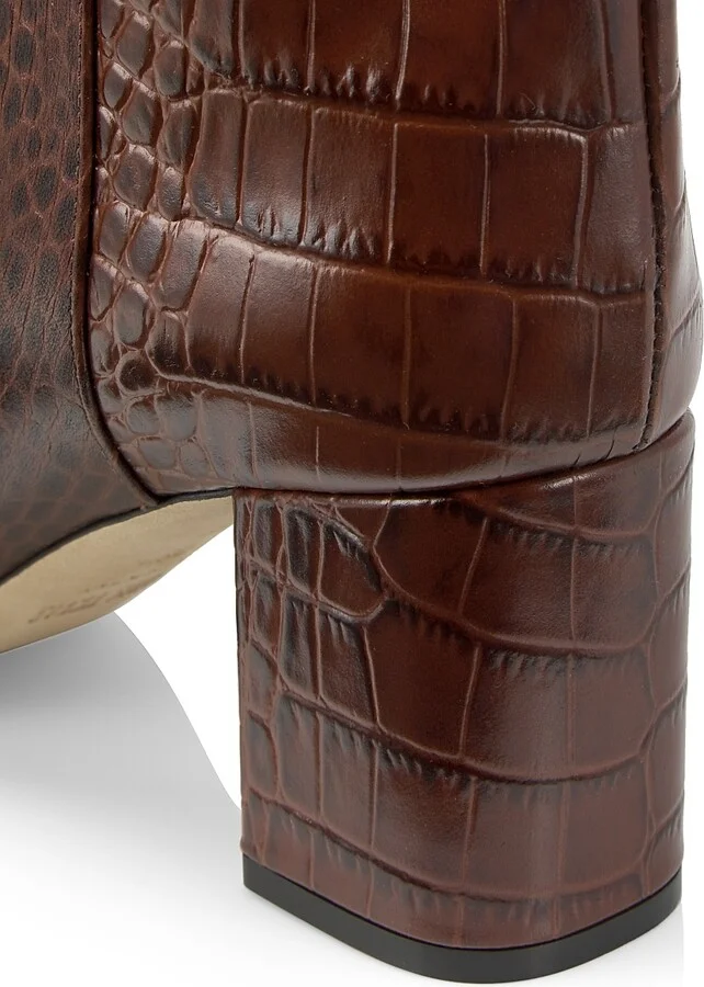 Women's Anja 70MM Crocodile-Embossed Leather Boots - Carbone - Size 5 - Image 9