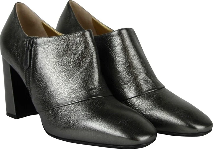 Women's Ankle Grey Metallic Leather Booties 443175 1117 - Image 4