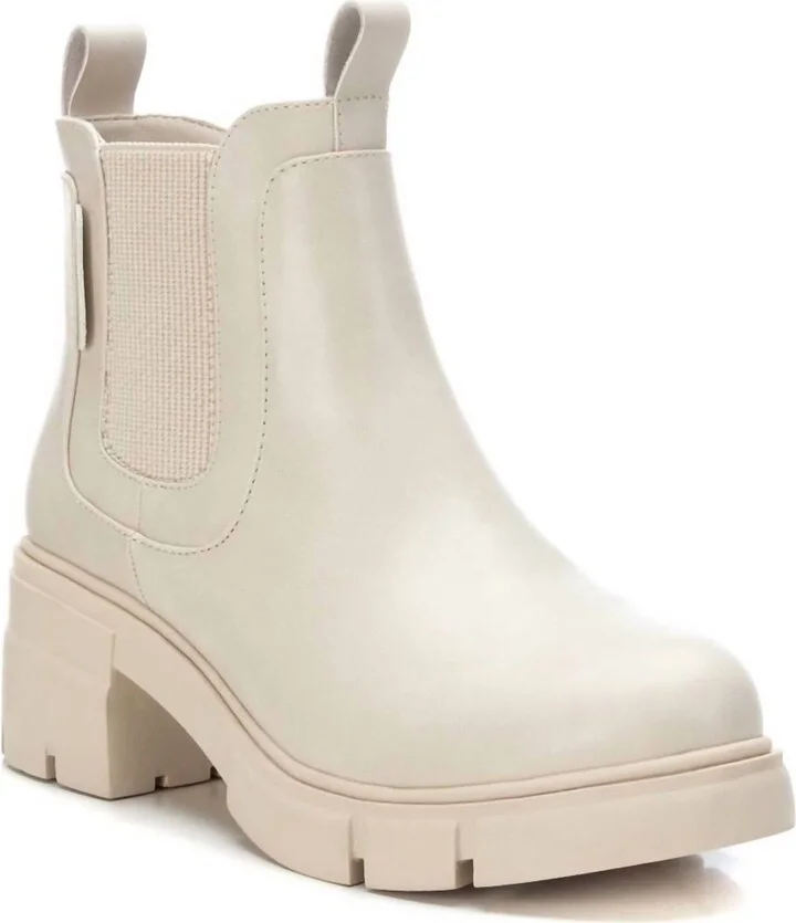 Women's Ankle Leather Booties In Ice