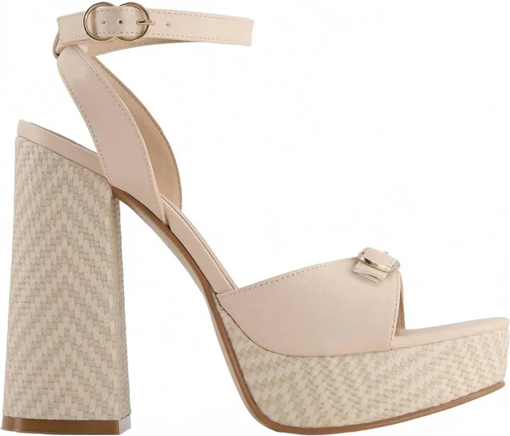 Women's Ankle Strap Heeled Sandals In Beige
