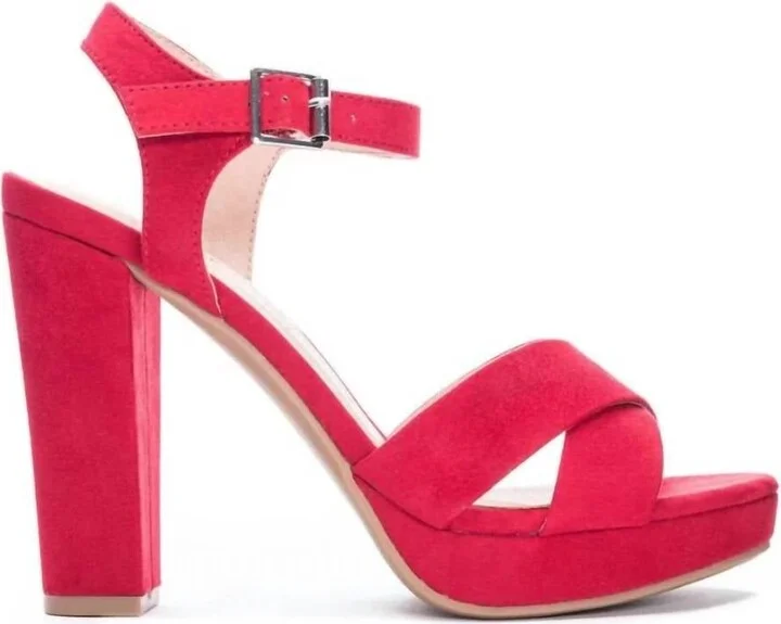 Women's Ankle Strap Platform Heel In Red