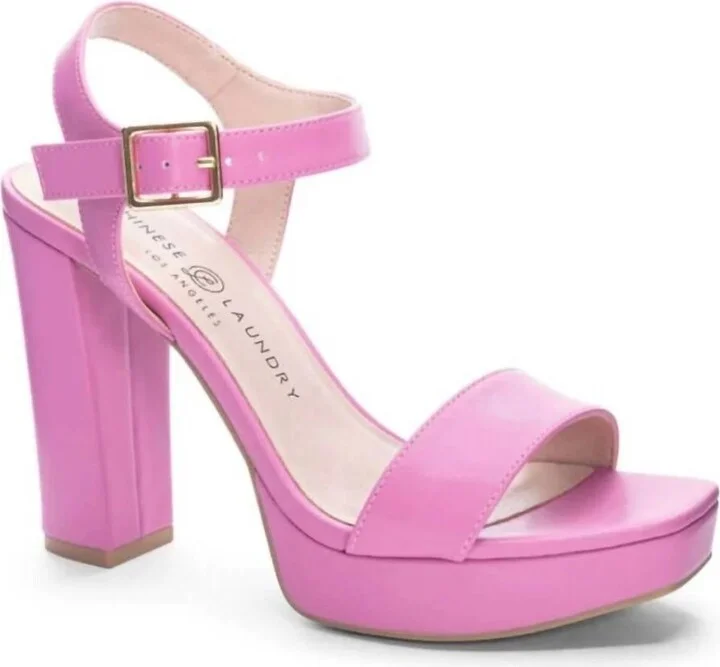 Women's Ankle Strap Platform Heels In Pink