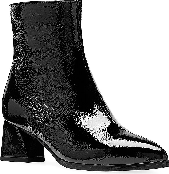 Women's Ann 60MM Waterproof Leather Booties - Black Crinkle Patent - Size 9.5 - Image 2