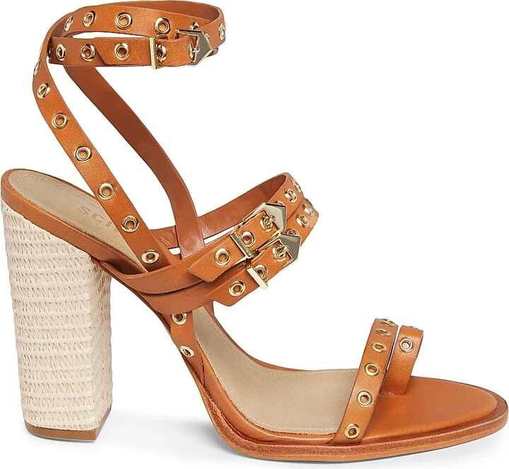Women's Annete Grommet Leather Sandals - Brown - Size 6.5