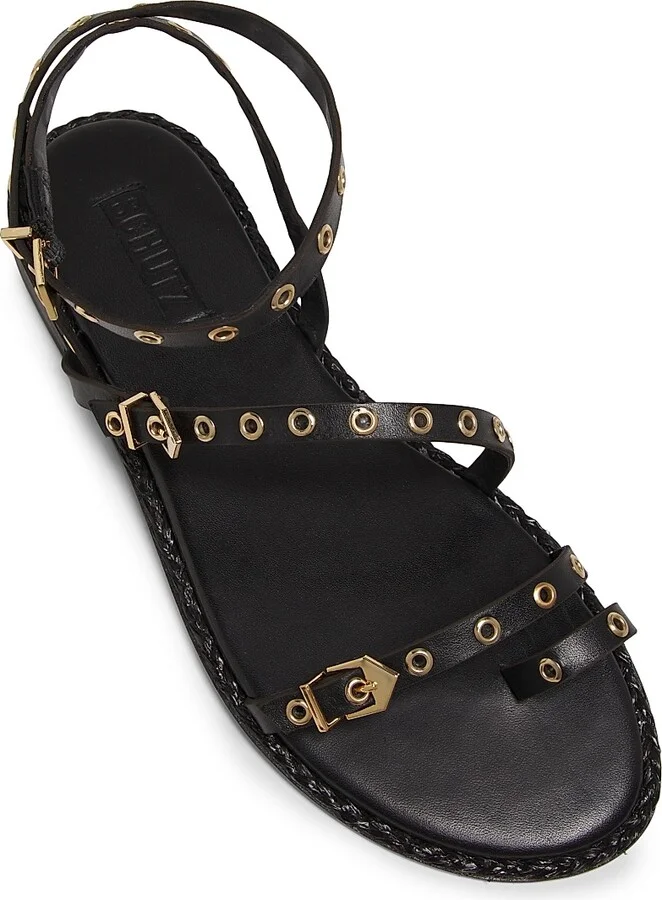 Women's Annete Leather Sandals - Black - Size 6.5 - Image 4