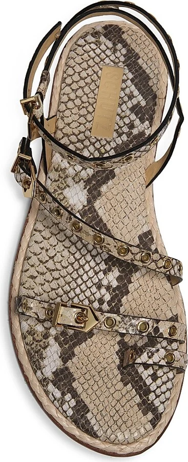 Women's Annete Snake Leather Ankle-Wrap Sandals - Beige - Size 6.5 - Image 4