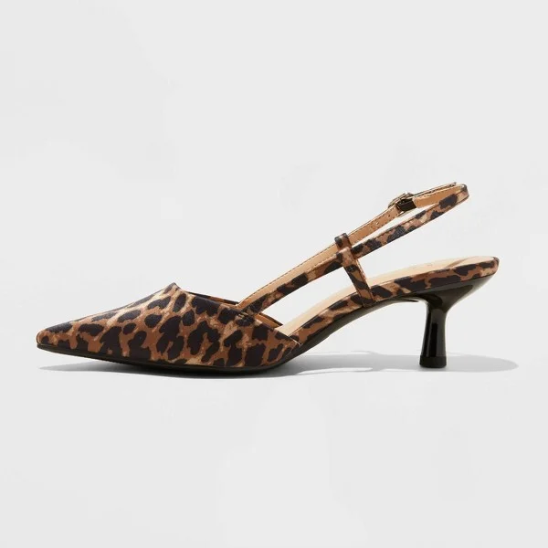 Women's Annette Satin Slingback Heels with Memory Foam Insole - A New Day™ : Leopard Spot Pattern - Image 2