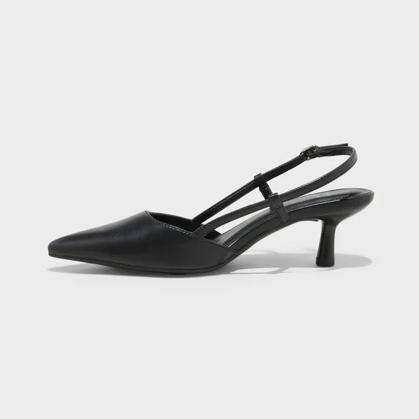 Women's Annette Wide Width Slingback Kitten Heels with Memory Foam Insole - A New Day™ : Non-Marking Outsole - Image 2