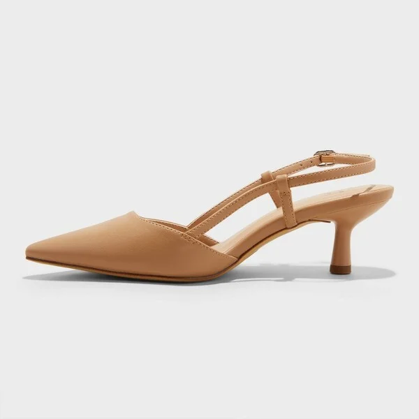 Women's Annette Wide Width Slingback Kitten Heels with Memory Foam Insole - A New Day™ : Non-Marking Outsole - Image 3