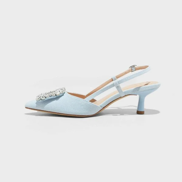 Women's Annette Wide Width Slingback Kitten Heels with Memory Foam Insole - A New Day™ : Non-Marking Outsole - Image 4