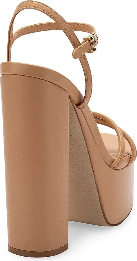 Women's Annie 140MM Leather Platform Sandals - Tan - Size 10 - Image 3