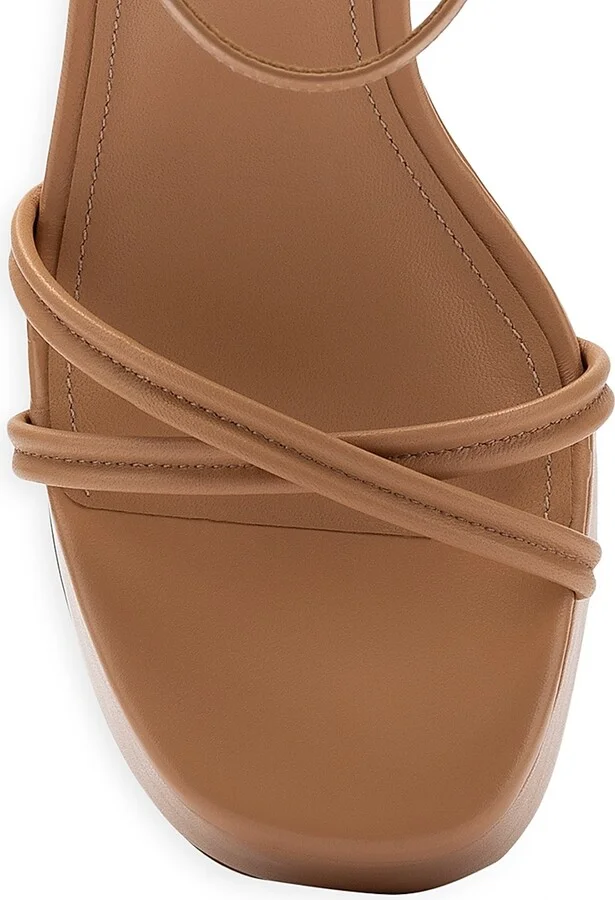 Women's Annie 140MM Leather Platform Sandals - Tan - Size 10 - Image 4