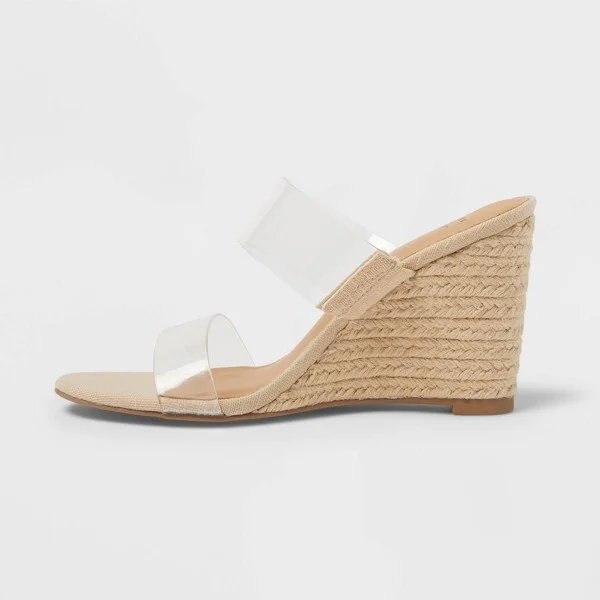 Women's Ansel Double Band Open Toe Wedge Heels with Memory Foam Insole - A New Day™ Tan : Slip-On, Platform Heel - Image 2