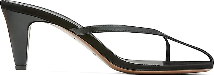 Women's Antares Leather Kitten Heel Sandals - Black - Size 5