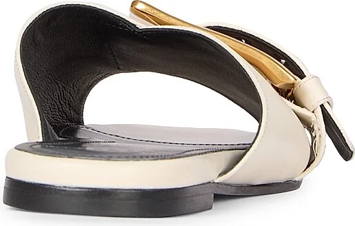 Women's Anthe Buckle-Accented Leather Sandals - Ivoire - Size 9 - Image 3