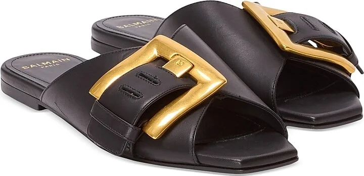 Women's Anthe Buckle-Accented Leather Sandals - Ivoire - Size 9 - Image 6