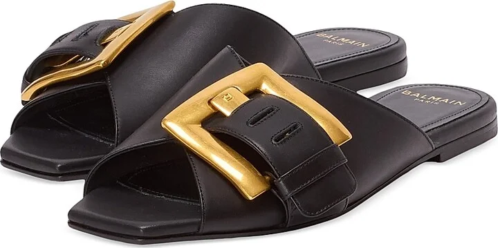 Women's Anthe Buckle-Accented Leather Sandals - Ivoire - Size 9 - Image 7