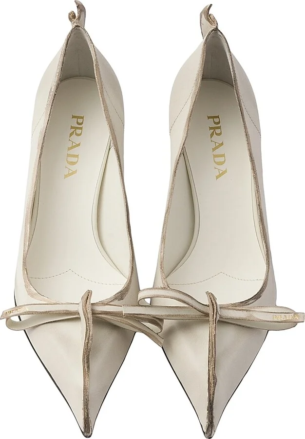 Women's Antiqued Leather Pumps - Beige Khaki - Size 10 - Image 2