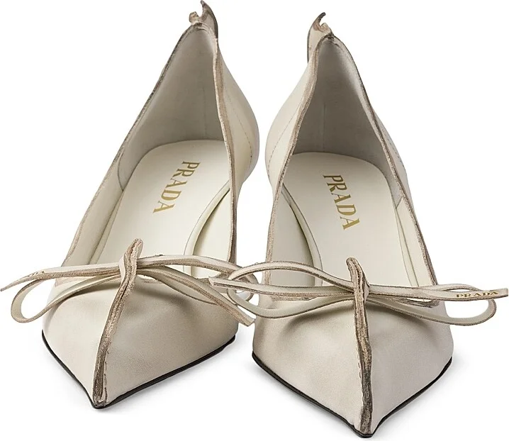 Women's Antiqued Leather Pumps - Beige Khaki - Size 10 - Image 4