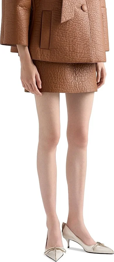 Women's Antiqued Leather Pumps - Beige Khaki - Size 10 - Image 6