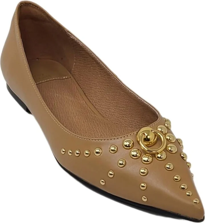 Women's Appealing Flat Shoes In Natural/gold