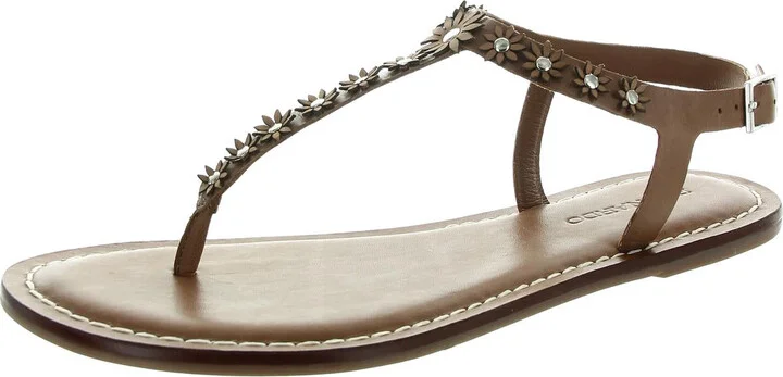 Womens Applique Leather Slingback Sandals