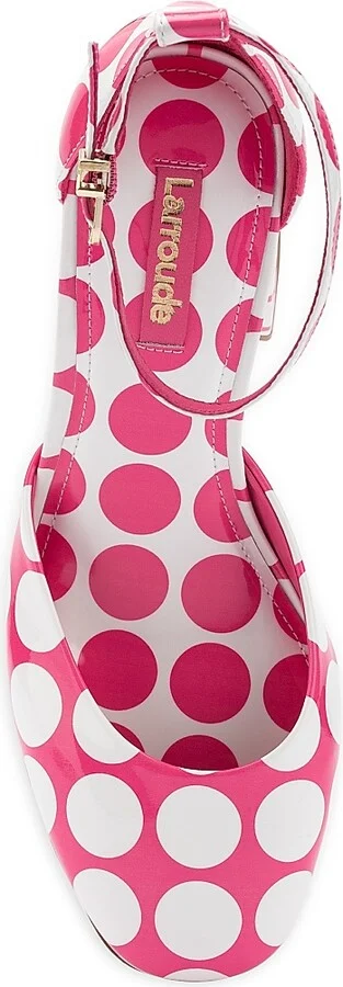 Women's Ari 115MM Polka Dot Patent Leather Ankle-Strap Platform Pumps - White Pink - Size 5 - Image 5
