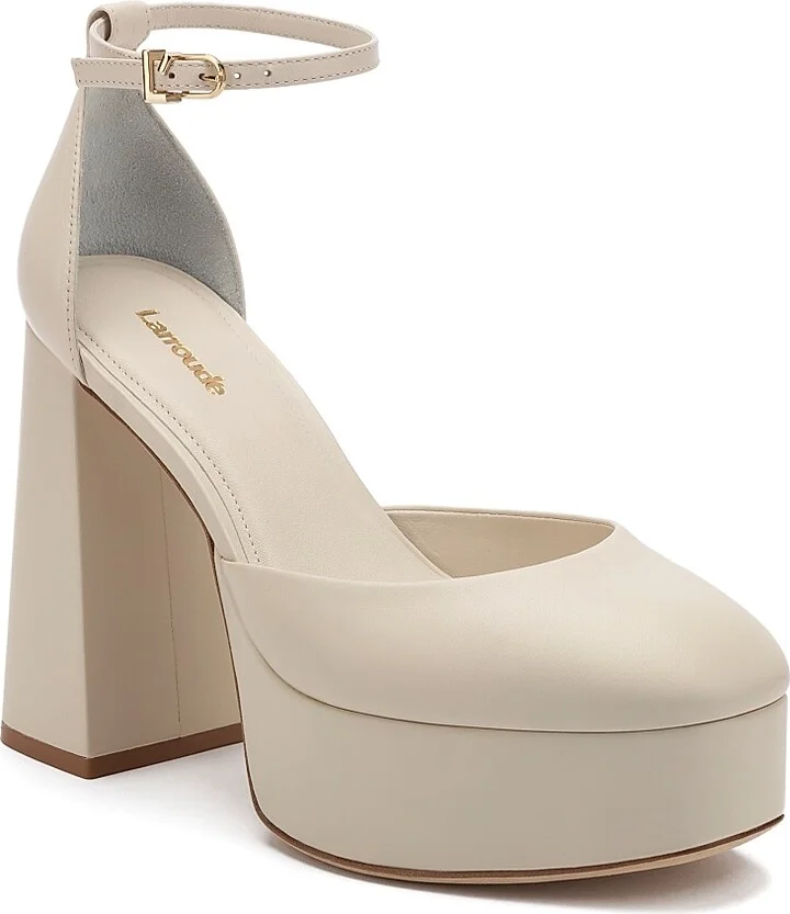 Women's Ari Leather Ankle-Strap Platform Pumps - Ivory - Size 10 - Image 2
