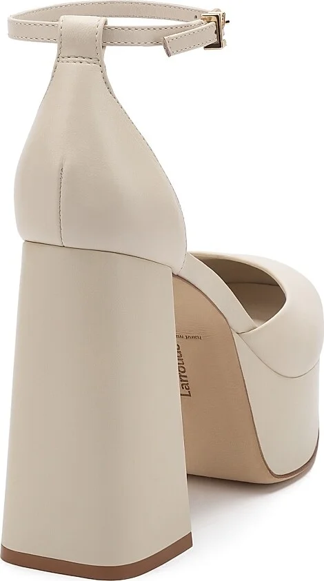 Women's Ari Leather Ankle-Strap Platform Pumps - Ivory - Size 10 - Image 3
